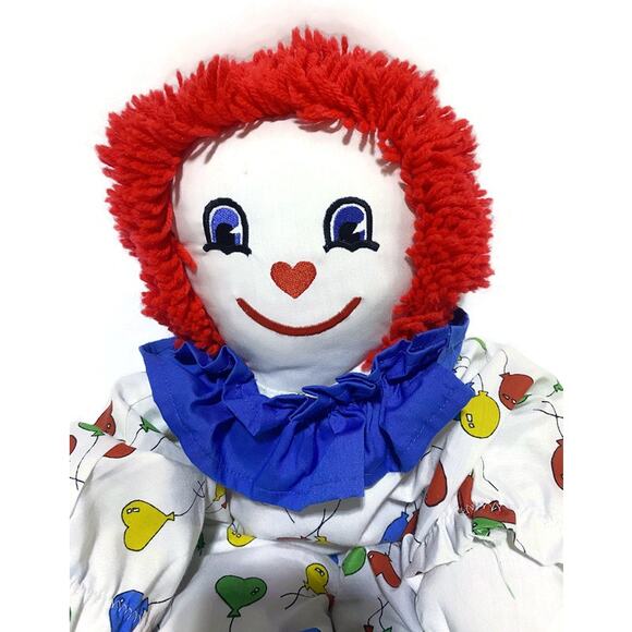Floppy Raggedy Ann Cloth Doll With Stitched Features & Colorful Balloons 22" - Picture 7 of 8